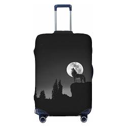 Miniks Wolf Night Moon Reisegepäckabdeckung, robuster Koffer-Schutz, passend für 45,7 - 81,3 cm große Gepäckstücke, Größe XL, Schwarz, X-Large von Miniks