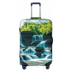 Reisegepäckhülle für Berge und Wasserfall, strapazierfähig, passend für 45,7 - 81,3 cm große Gepäckstücke, Schwarz, Large von Miniks