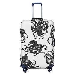 Reisegepäckhülle mit Oktopus-Muster, strapazierfähig, passend für 45,7 - 81,3 cm große Gepäckstücke, Größe M, Schwarz, Medium von Miniks
