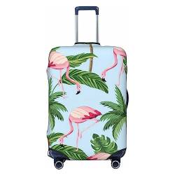 Reisegepäckhülle mit tropischen Flamingos, strapazierfähig, passend für 45,7 - 81,3 cm große Gepäckstücke, Größe M, Schwarz, Medium von Miniks