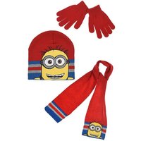 Minions Beanie Kinder Mädchen Jungen Winter-Set Winter-Mütze Schal Handschuhe (SET) von Minions