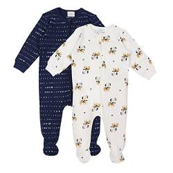 Baby Langarm Schlafstrampler 2er Pack - Strampler Jumpsuit Jungen Mädchen Spieler Baumwolle Schlafanzug für Neugeborene 0 Monate von Minizone