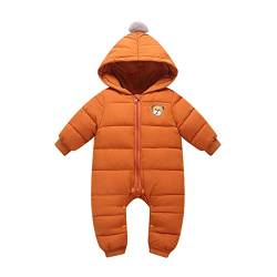 Baby Schneeanzüge Winter Overalls mit Kapuze Strampler Langarm Jumpsuit Baumwolle Zippers Outfits 3-6 Monate, Braun von Minizone