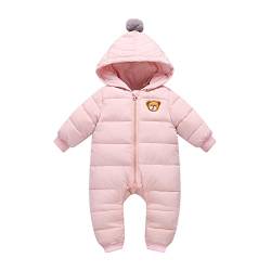 Baby Schneeanzüge Winter Overalls mit Kapuze Strampler Langarm Jumpsuit Baumwolle Zippers Outfits 3-6 Monate, Rosa von Minizone