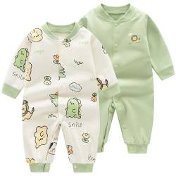 Minizone 2er Baby Schlafstrampler Set, Jungen Langarm Spielanzug 100% Baumwolle Weich Strampelanzug Spieler Pyjama Outfits Ideal für Zuhause und Outdoor-Aktivitäten 3-6 Monate, Löwe von Minizone