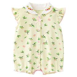 Minizone Baby Mädchen Pyjama Sommer, Kurzarm-Body Babykleidung Baumwolle Schlafanzug 0-3 Monate von Minizone