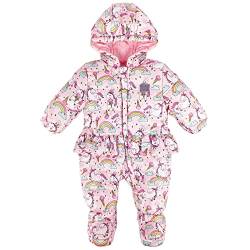 Minizone Baby Mädchen Schneeanzüge Overalls mit Kapuze, Winter Strampler Baumwolle Jumpsuit mit Füßen Spielanzug Schlafanzug Outfit Wintermantel Einhorn, 62 von Minizone