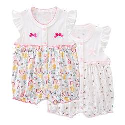 Minizone Baby Pyjama 2er Pack - Kurzarm Strampler Sommer Jumpsuits Mädchen Spielanzug für Neugeborenes 0-3 Monate von Minizone