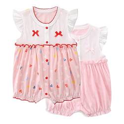 Minizone Baby Pyjama 2er Pack - Kurzarm Strampler Sommer Jumpsuits Mädchen Spielanzug für Neugeborenes 3-6 Monate von Minizone