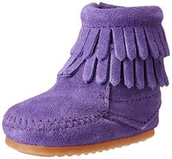 Minnetonka Baby-Mädchen Double Fringe Bootie Krabbel-& Hausschuhe, Violett (Purple), 18 EU von Minnetonka