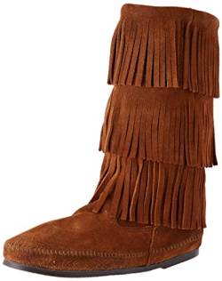 Minnetonka Damen 3-Layer Fringe Boot Mokassin Stiefel, Braun (Brown 2), 36 EU von Minnetonka