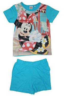 Disney Minnie Maus Mädchen Pyjama Shorty Schlafanzug (128, Hellblau) von Minnie
