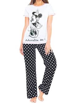 Minnie Mouse Disney Schlafanzug Schlafanzug Damen Lang | Baumwolle Schlafanzüge für Damen Größe X-Large von Minnie