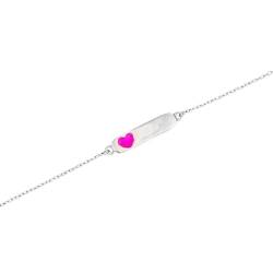 Minoplata Armband für Kinder, rosa Herz, aus rhodiniertem Sterlingsilber, Pequeño von Minoplata