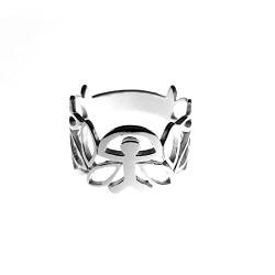 Minoplata Indalo Ring mit Blättern aus Sterlingsilber für Frauen, einzigartiges Design, Größe 14 von Minoplata