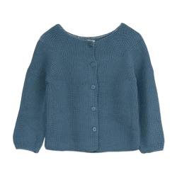 Baby Strickjacke - Cardigan Links für Mädchen und Jungen, Hochwertige Baby-Kleidung, Rundhalsausschnitt Unisex Strick-Jacke, 50% Baumwolle und 50% Acryl, Blau-18 Monate von Minora