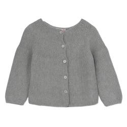 Baby Strickjacke - Cardigan Links für Mädchen und Jungen, Hochwertige Baby-Kleidung, Rundhalsausschnitt Unisex Strick-Jacke, 50% Baumwolle und 50% Acryl, Grau-24 Monate von Minora