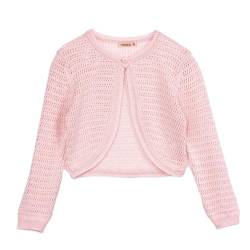 Minora Baby Bolero Mädchen Strickjacke - Für Erstausstattung Neugeborene - Newborn Cardigan Kinder Winter Kleidung, Puder-ajur, 9 Jahre von Minora