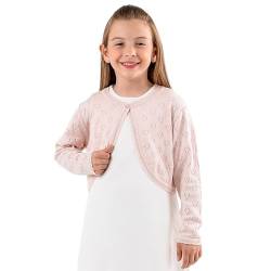 Minora Baby Bolero Mädchen Strickjacke - Für Erstausstattung Neugeborene - Newborn Cardigan Kinder Winter Kleidung, Puder-ajur_Herzig, 3-4 Jahre von Minora