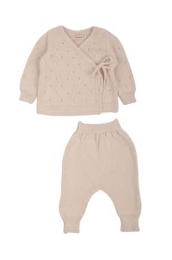 Minora Baby Born Zubehör Kleidung Erstausstattung Winter Hose und Pullover Outfit Set für Neugeborene Jungen, Mädchen und Boys, Beige-Zweireihiges Set, 3-6 Monate von Minora