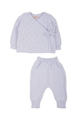 Minora Baby Born Zubehör Kleidung Erstausstattung Winter Hose und Pullover Outfit Set für Neugeborene Jungen, Mädchen und Boys, Blau-Zweireihiges Set, 6-9 Monate von Minora