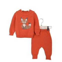Minora Baby Born Zubehör Kleidung Erstausstattung Winter Hose und Pullover Outfit Set für Neugeborene Jungen, Mädchen und Boys, Orange-Fuchs, 3-6 Monate von Minora