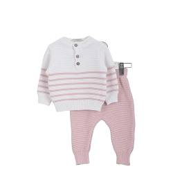 Minora Baby Born Zubehör Kleidung Erstausstattung Winter Hose und Pullover Outfit Set für Neugeborene Jungen, Mädchen und Boys, Rosa-Gestreiftes Set, 3-6 Monate von Minora