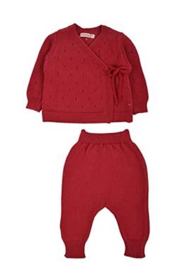 Minora Baby Born Zubehör Kleidung Erstausstattung Winter Hose und Pullover Outfit Set für Neugeborene Jungen, Mädchen und Boys, Rot-Zweireihiges Set, 3-6 Monate von Minora