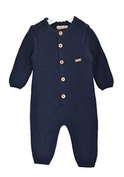 Minora Gestrickter Unisex Strampler für Baby Jungen und Mädchen, Overall für Neugeborene im Winter, 6-9 Monate, Navy blue von Minora