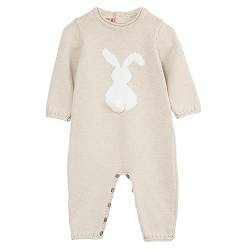 Minora Gestrickter Unisex Strampler für Baby Jungen und Mädchen Overalls Neugeborene Winter, Kaninchen Gemusterter, Beige, 9-12 Monate von Minora