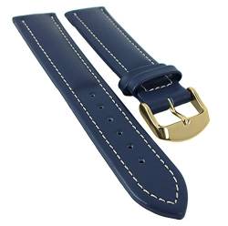Chrono Nabucco XL Ersatzband Lederband mit Kontrastnaht - Kalbsleder blau 29933, Stegbreite:20mm, Schließe:Gelbgolden von Minott