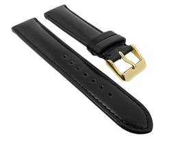 Graf Manufaktur Appaloosa Uhrenarmband Cordovan Leder Schwarz mit Naht 731.1.01-27264, Stegbreite:19mm, Schließe:Gelbgolden von Minott