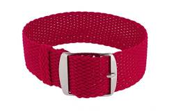 Minott Ersatzband Uhrenarmband Perlonband Durchzugsband Textilband 28691, Farbe:rot, Stegbreite:18mm, Schließe:Silbern von Minott