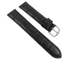 Uhrenarmband Guinea Ersatzband Kalbsleder Band Schwarz 10mm - 22mm 30057, Stegbreite:20mm, Schließe:Silbern von Minott