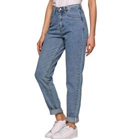 Hellblau High Waist Lockere Karotten Boyfriend Mom Jeans Vintage 90er Jahre Lang Hose Damen Mode Hellblau M von Mintom