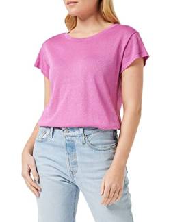 Minus Carlina Runden Halsausschnitt Ärmel Metallisch Stricken T-Shirt | Tshirt Damen In Pink | Herbst Bluse Damen | Größe Xl von Minus
