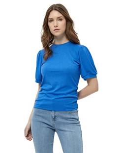 Minus Johanna Runden Hals Kurze Puffärmel T-Shirt | Tshirt Damen In Blau | Frühling Bluse Damen | Größe Xl von Minus