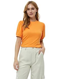 Minus Johanna Runden Halsausschnitt Puff Kurz Ärmel T-Shirt | Tshirt Damen In Orange | Herbst Bluse Damen | Größe L von Minus