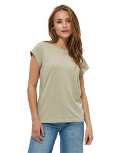 Minus Leti T-Shirt Damen Größe S | Beige Tshirt Damen | Basic Tshirt Damen Baumwolle Kurzarm Mit Rundem Halsausschnitt | Shirt Damen Elegant Mit Kurzen Ärmeln | Frühling Bluse Damen von Minus