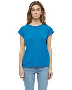 Minus Leti T-Shirt Damen Größe S | Blaues Tshirt Damen | Basic Tshirt Damen Baumwolle Kurzarm Mit Rundem Halsausschnitt | Shirt Damen Elegant Mit Kurzen Ärmeln | Frühling Bluse Damen von Minus