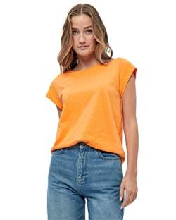 Minus Leti T-Shirt Damen Größe XS | Orange Tshirt Damen | Basic Tshirt Damen Baumwolle Kurzarm Mit Rundem Halsausschnitt | Shirt Damen Elegant Mit Kurzen Ärmeln | Frühling Bluse Damen von Minus
