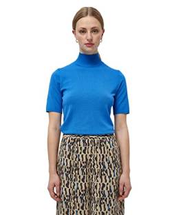 Minus Lima Hocher Hals Kurz Ärmel Stricken T-Shirt | Tshirt Damen In Blau | Frühling Bluse Damen | Größe S von Minus