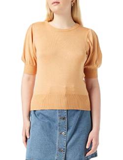 Minus Liva Puff Damenpullover Halbarm Größe XXL | Orange Pullover Damen | Gestrickter Pullover Damen Mit Geripptem Saum | Strickpulli Elegant | Frühling Pulli Damen Mit Halbärmel von Minus