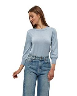 Minus Mersin Pullover Damen Mit Rundem Halsausschnitt Und 3/4 Ärmel Größe XL | Blauer Pulli | Strickpullover Damen Elegant | Frühling Pulli Damen von Minus