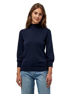 Minus Mersin Rollkragenpullover Damen Größe M | Blauer Pulli | Pullover Damen Mit Hohem Halsausschnitt Und 3/4 Ärmel | Strickpullover Damen Elegant | Frühling Pulli Damen Mit Rollkragen von Minus