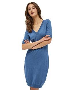 Minus Milla V-Ausschnitt Halb Ärmel Strickkleid | Kleid Damen In Blau | Frühling Kleid Damen Elegant | Größe M von Minus