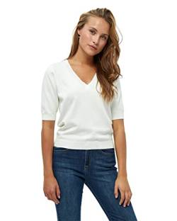 Minus Milla V-Neck Knit Tee Größe XS | Tshirt Damen Weiss | T-Shirt Damen Mit V Ausschnitt Und Halbarm | Basic Tshirt Damen | Frühling Bluse Shirt Damen Elegant von Minus