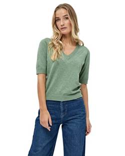 Minus Milla V-Neck Knit Tee Größe XXL | Grünes Tshirt Damen | T-Shirt Damen Mit V Ausschnitt Und Halbarm | Basic Tshirt Damen | Frühling Bluse Shirt Damen Elegant von Minus