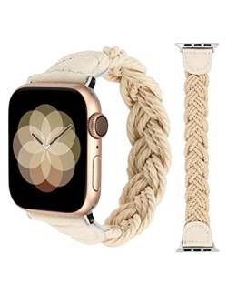Minyee Kompatibel mit Apple Watch Armband geflochten 38 mm 40 mm 41 mm, Solo Loop dehnbares DesignerArmband für Frauen, schmal, elastisch, gewebtes Ersatzarmband Zubehör für iWatch Serie von Minyee