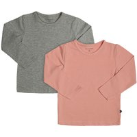 Langarmshirt BASIC 2er-Pack in rosa/grau melange von Minymo